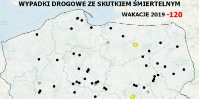 Wypadki drogowe ze skutkiem śmiertelnym. Wakacje 2019